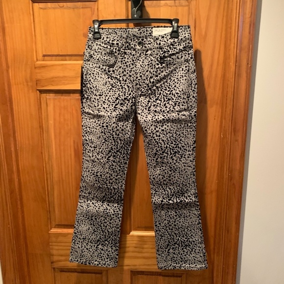 Rag & Bone Grey Cheetah Hana Cropped Jeans size 24 NWT - Picture 2 of 7